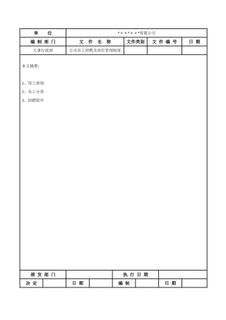 公司员工招聘管理制度