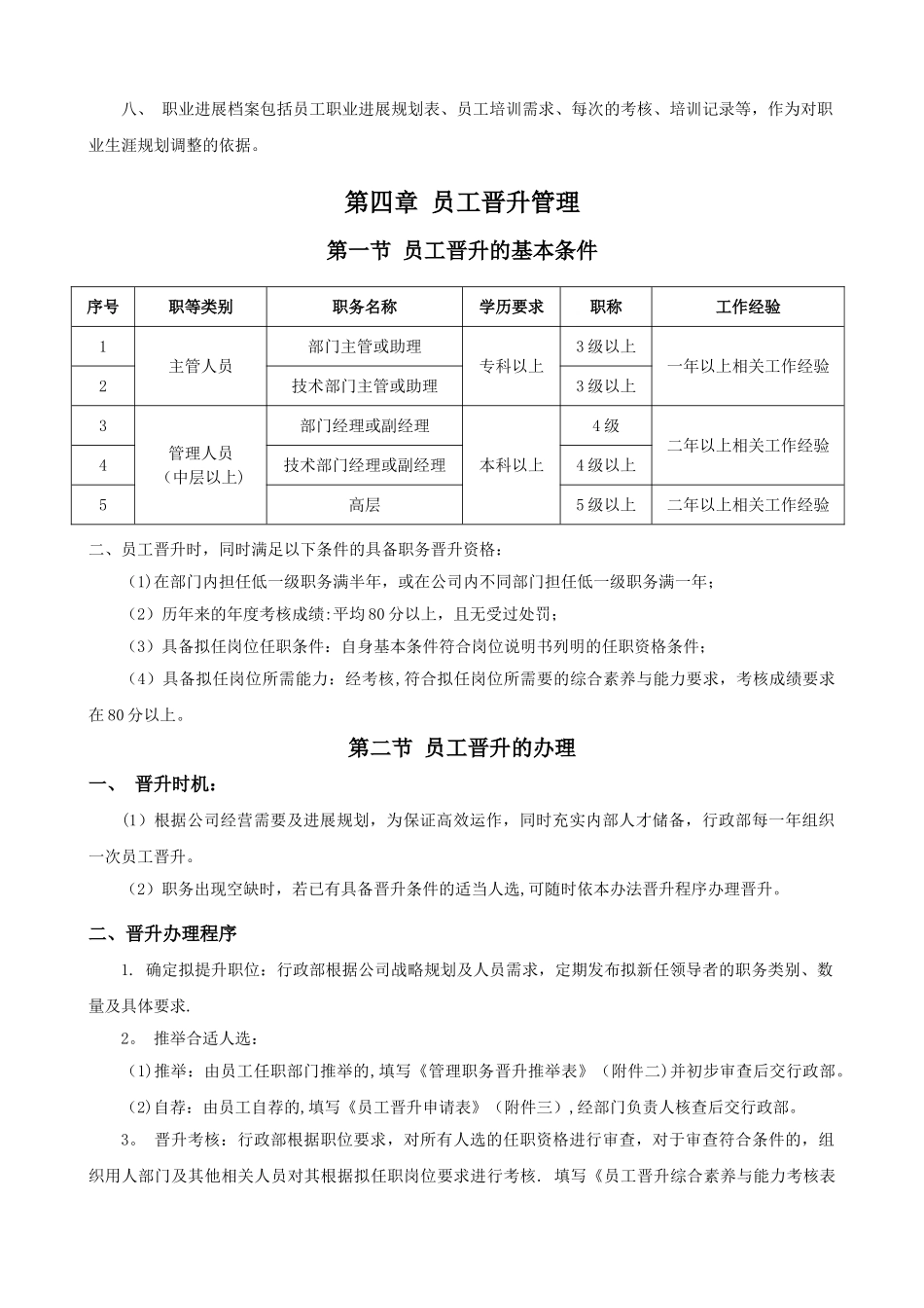 公司员工晋升管理制度完整版DOC_第3页