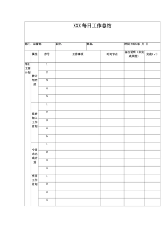 公司员工每日工作总结