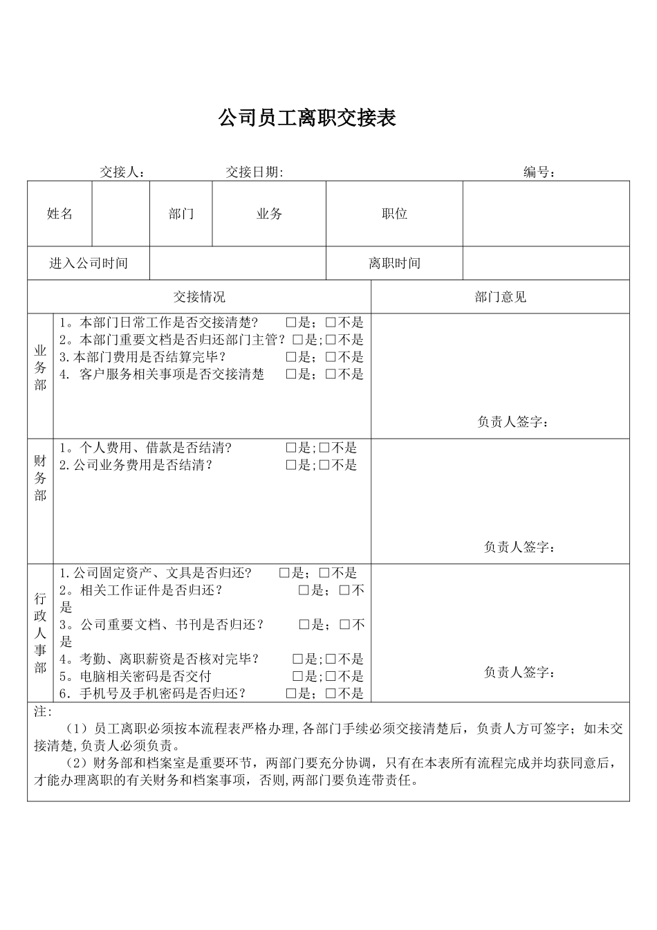 公司员工离职交接表09878_第1页