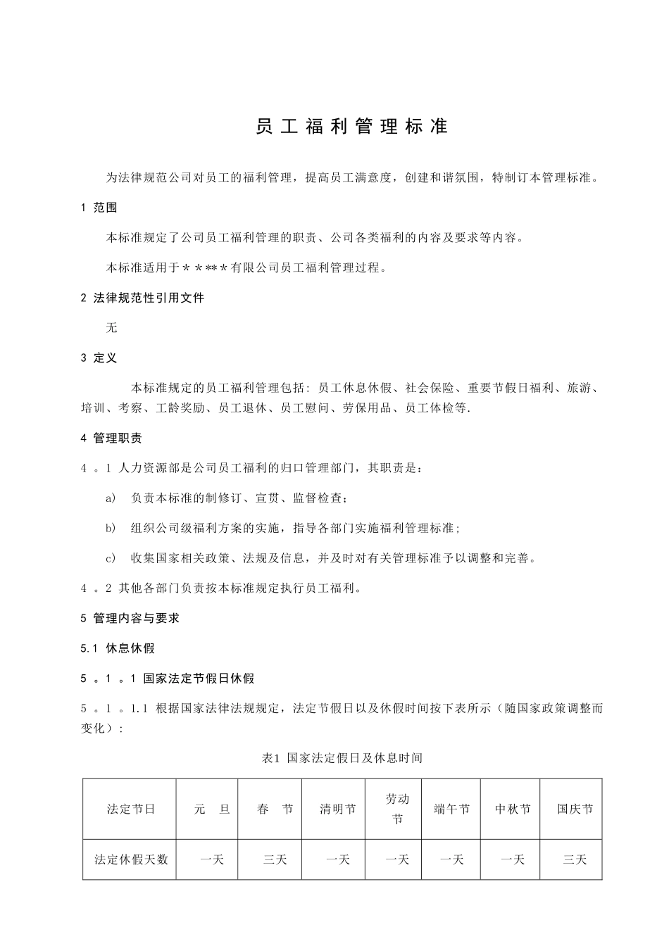 公司员工福利管理标准_第1页