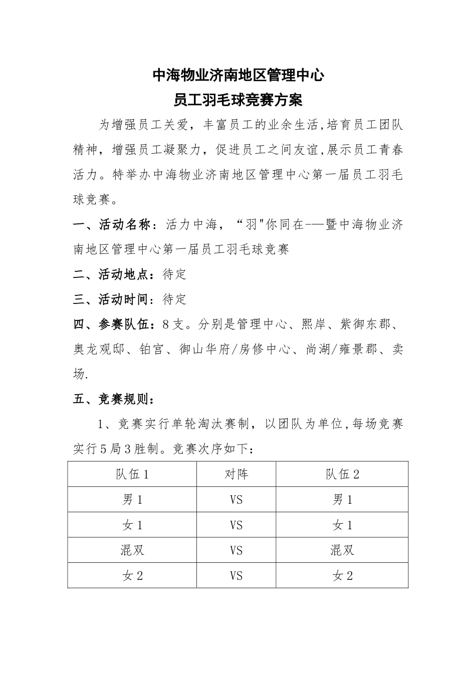 公司员工羽毛球比赛详细策划方案_第1页