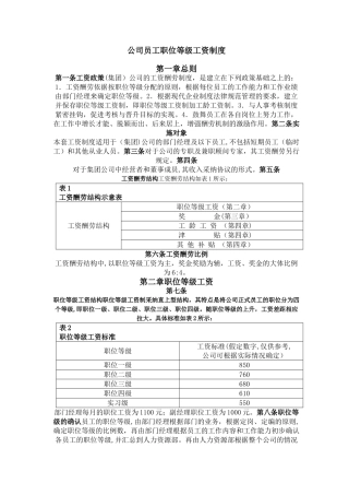 公司员工职位等级工资制度