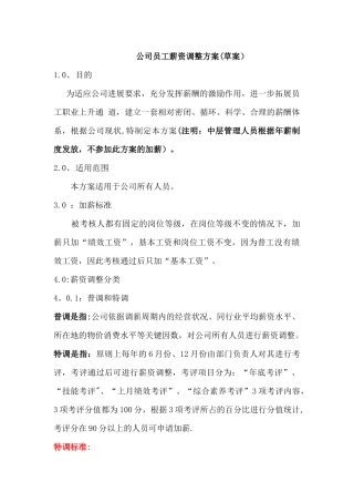 公司员工薪资调整方案