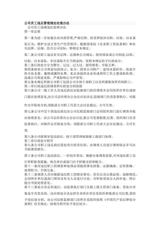 公司员工违反管理规定处理办法