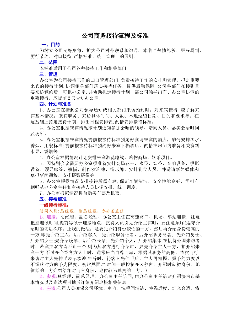 公司商务接待流程及标准_第1页