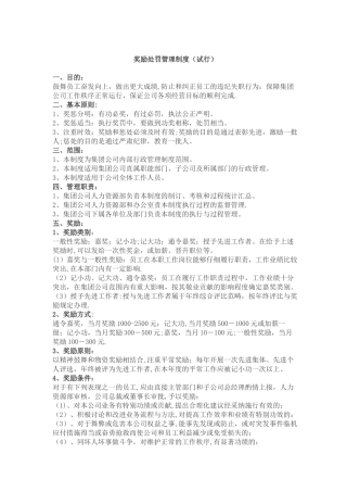 公司奖励处罚管理制度