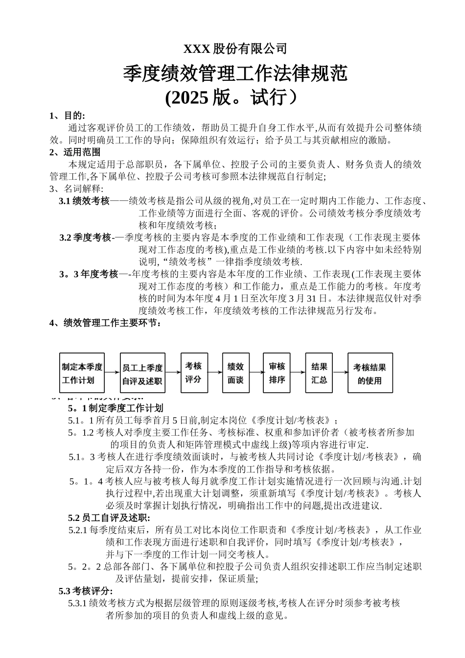 公司季度考核流程与规范DOC_第1页