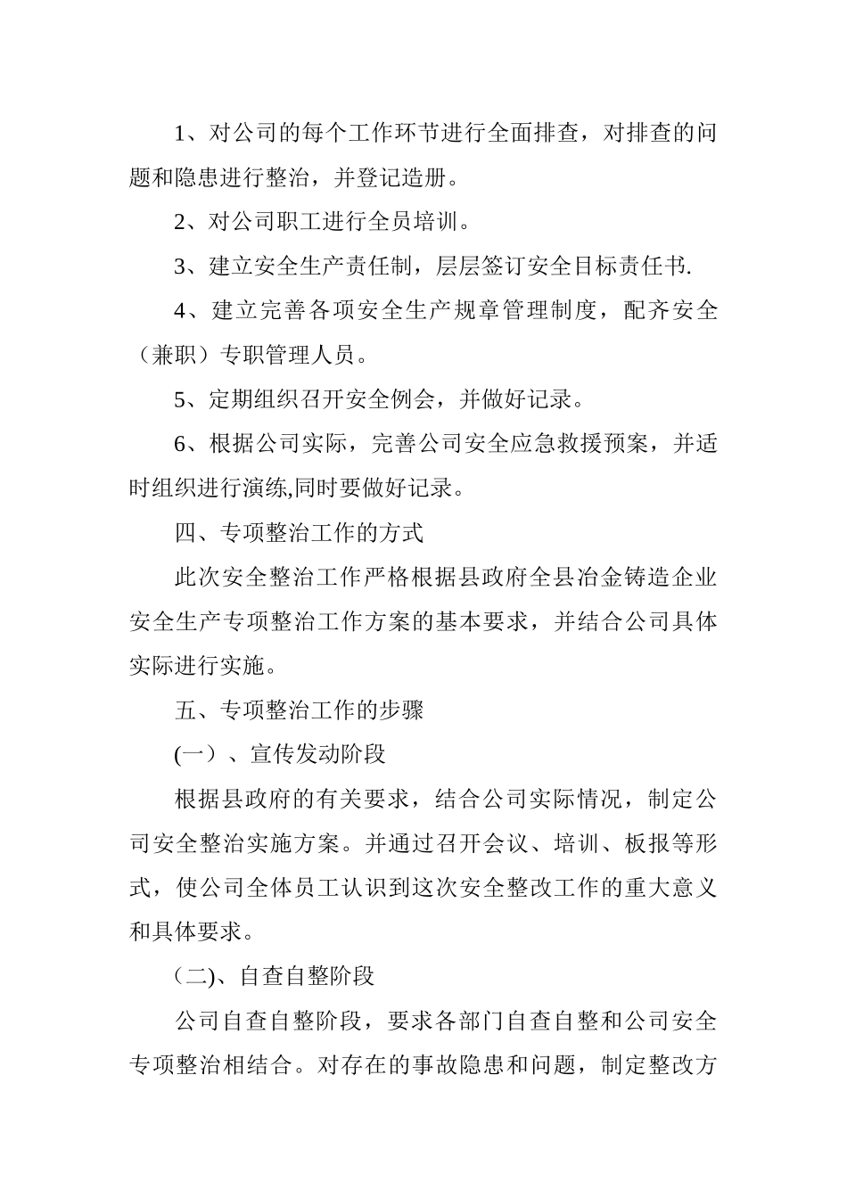 公司安全专项整治工作方案_第2页