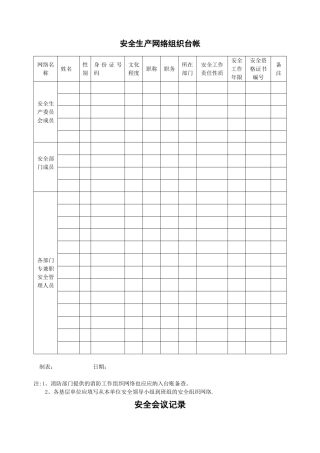 公司安全生产12个台帐范本
