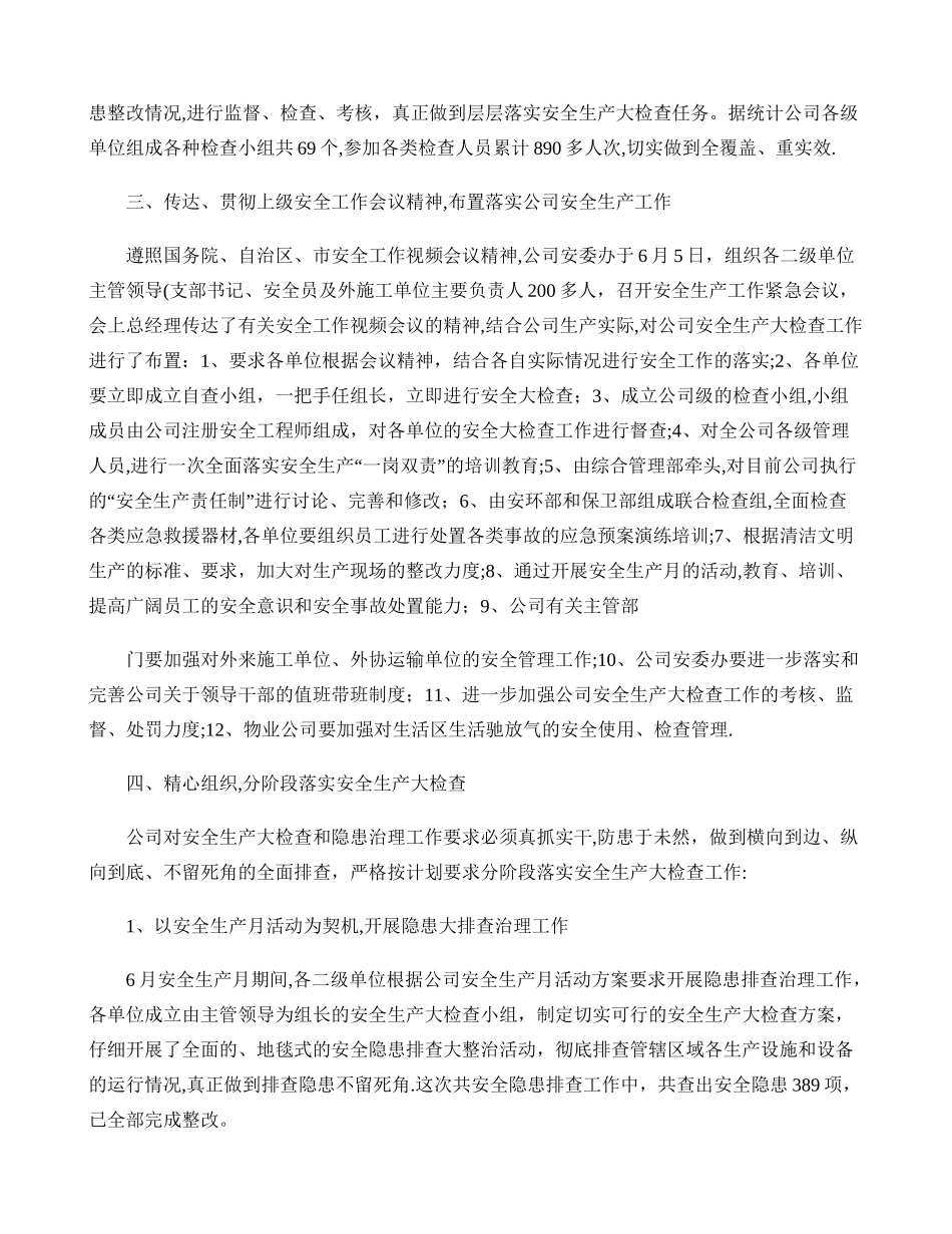 公司安全生产大检查工作总结材料_第2页