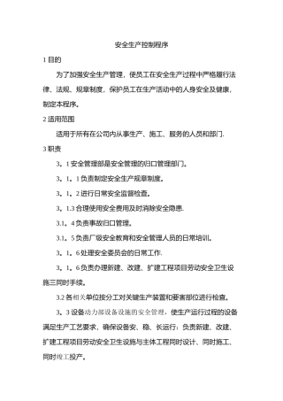 公司安全生产控制程序