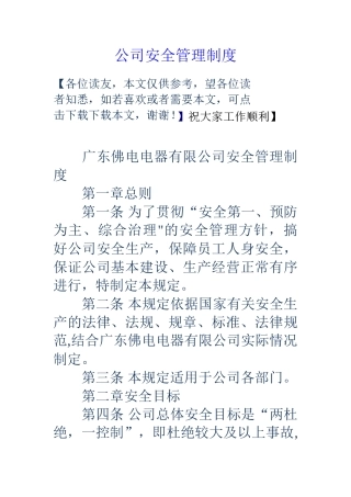 公司安全管理制度-
