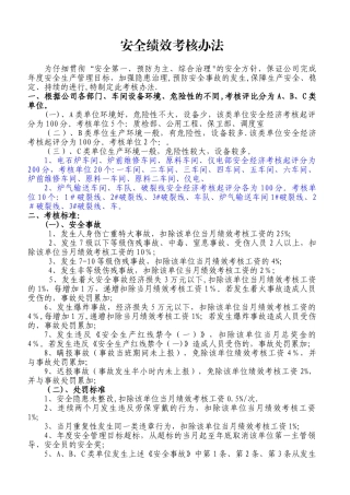 公司安全管理绩效考核办法
