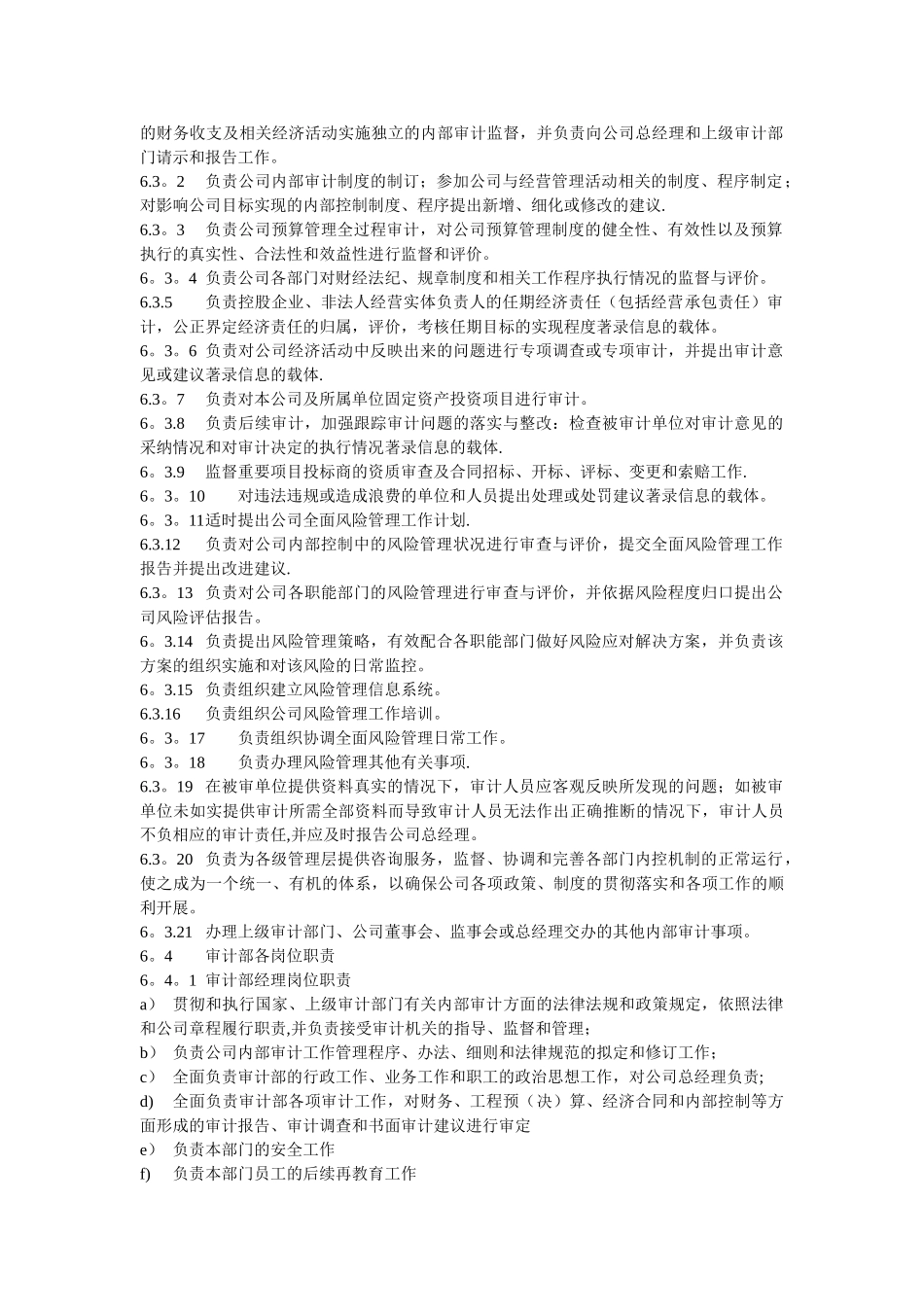 公司审计部组织机构及岗位职责_第2页