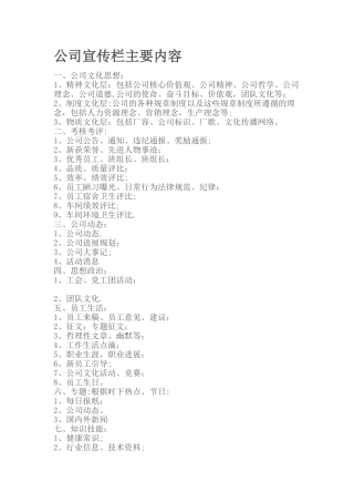 公司宣传栏主要内容