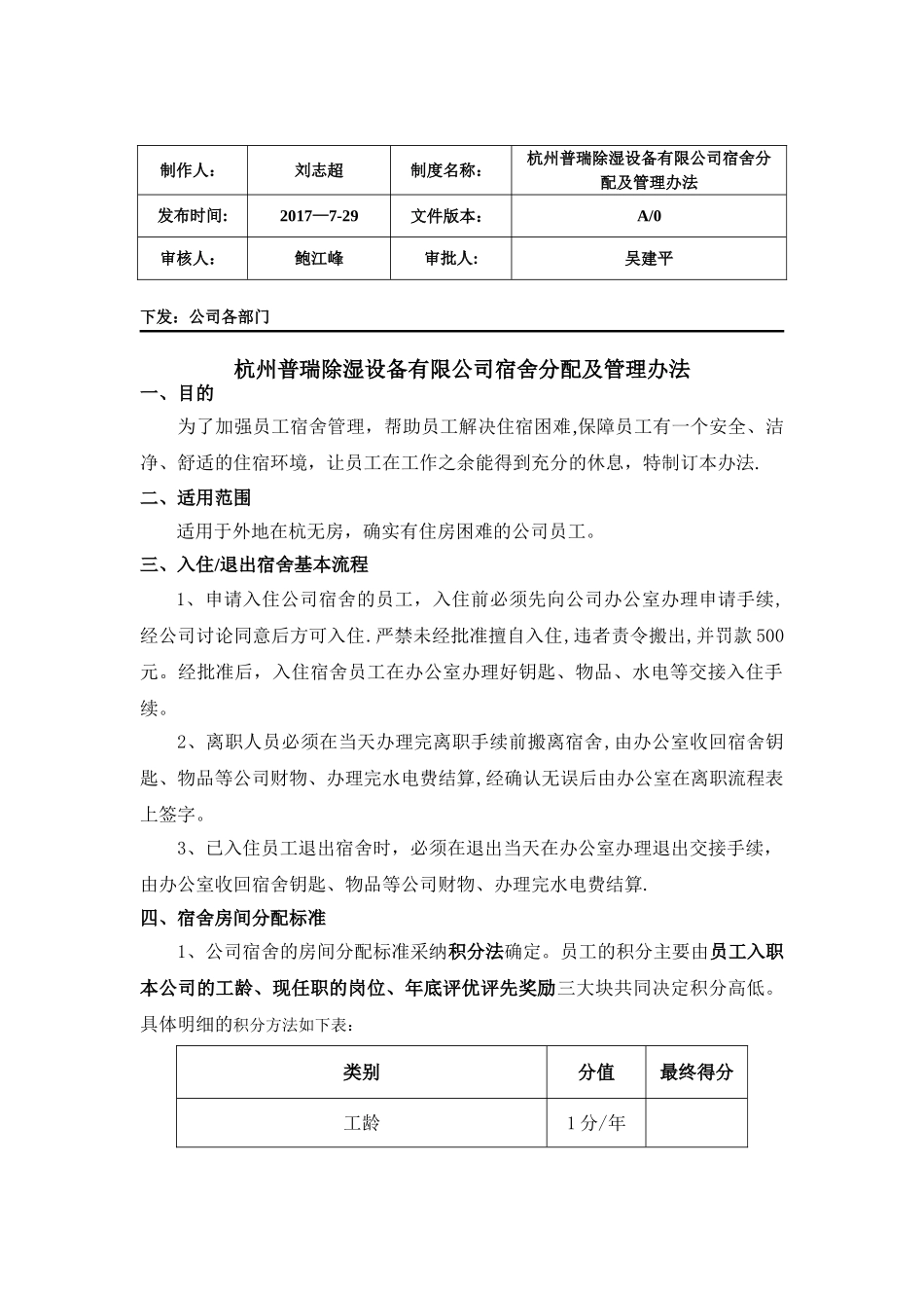 公司宿舍分配及管理办法2025-6-23_第1页