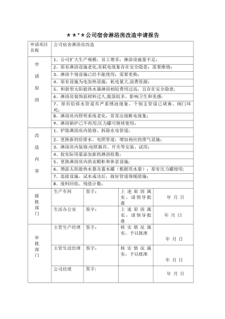公司宿舍淋浴房改造申请报告