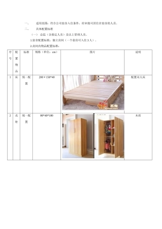 公司宿舍配置标准