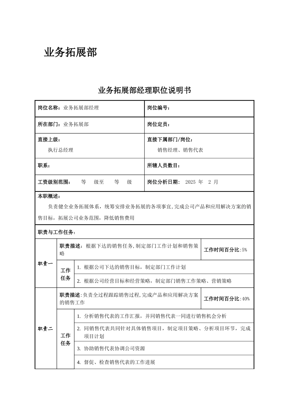 公司岗位职责及职能明细_第1页