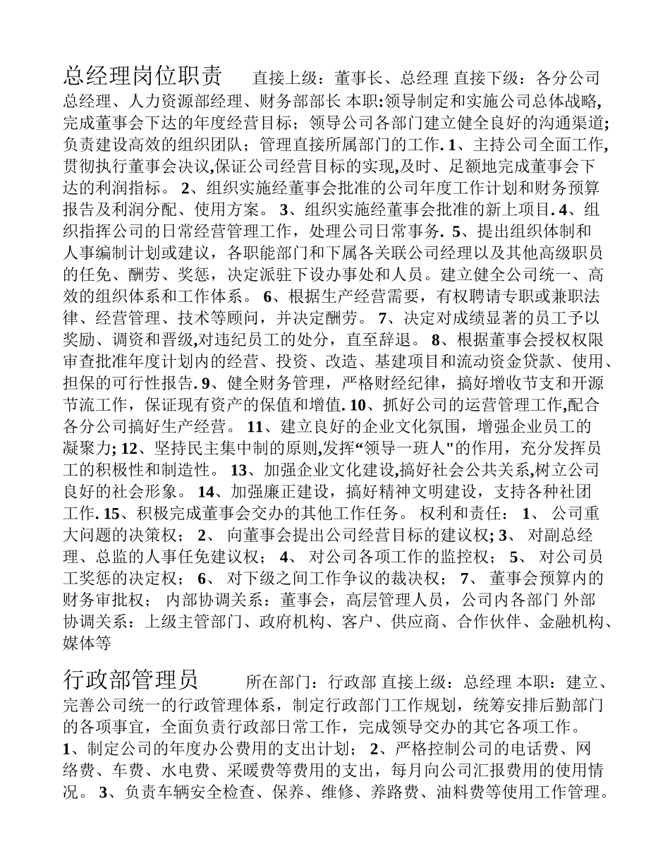 公司岗位说明书_第1页