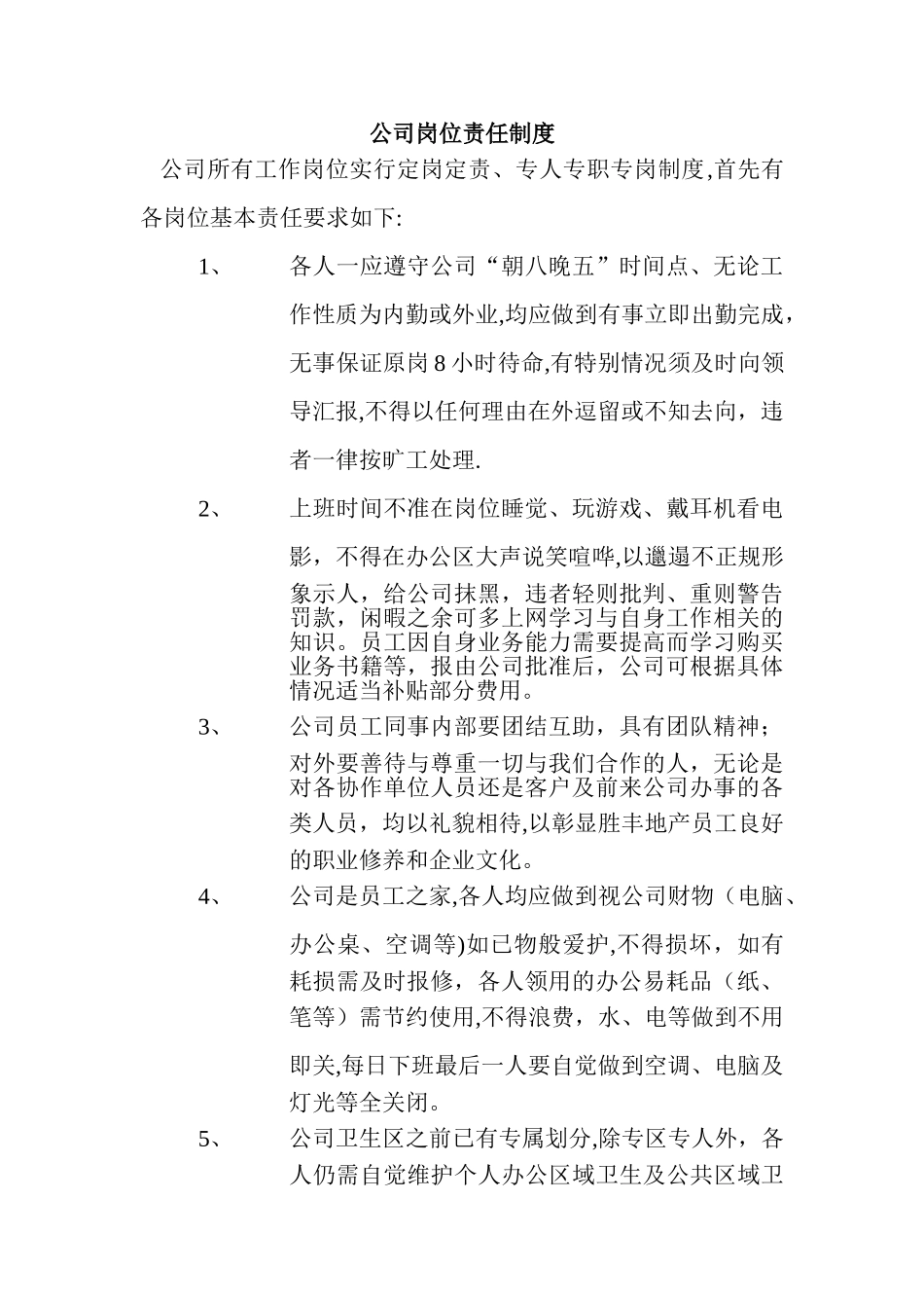 公司岗位责任制度-_第1页