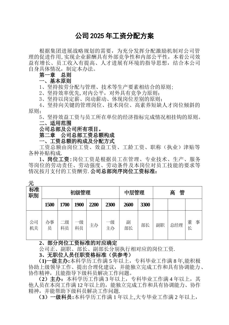 公司工资分配方案_第1页