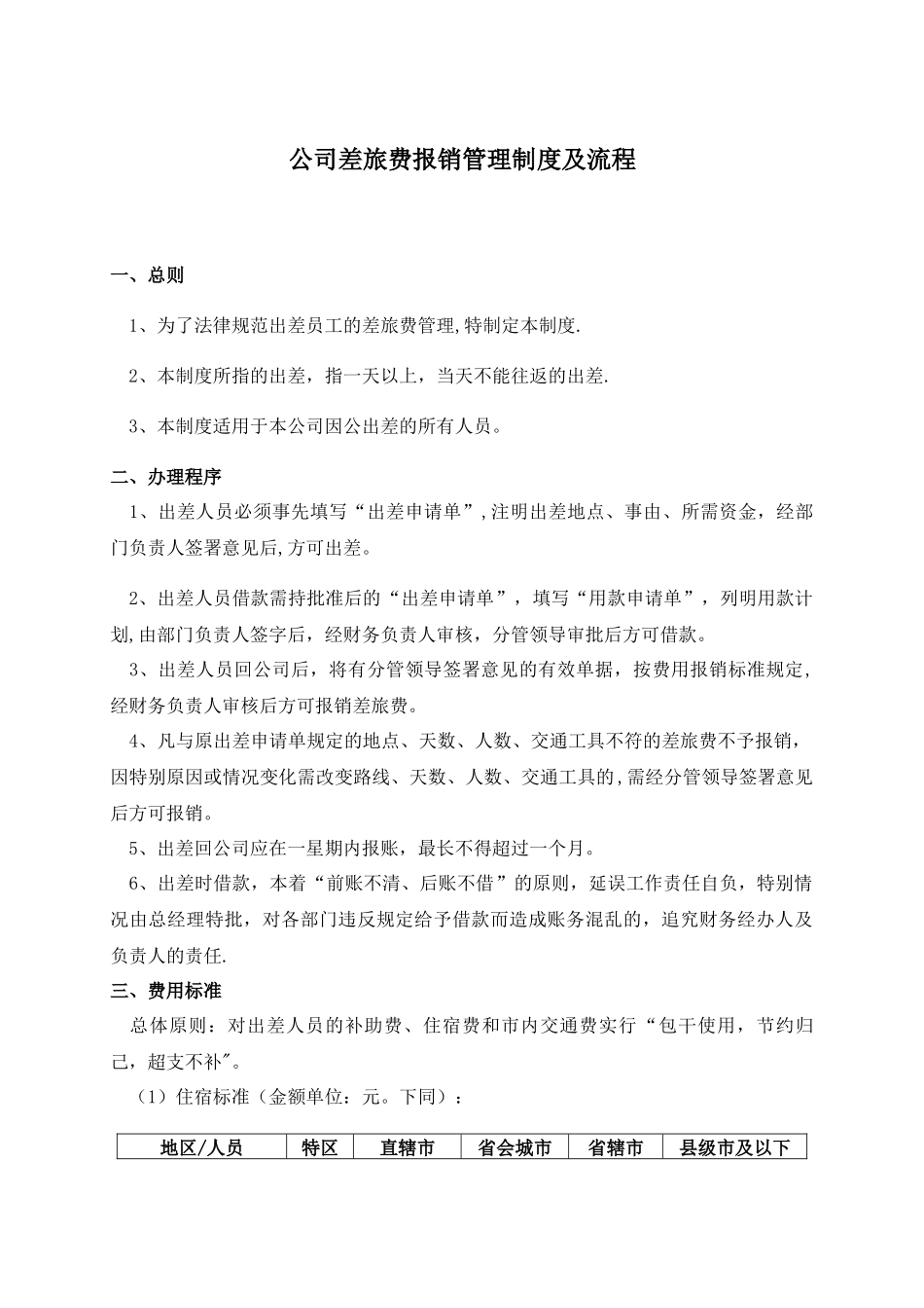 公司差旅费报销管理制度及流程_第1页