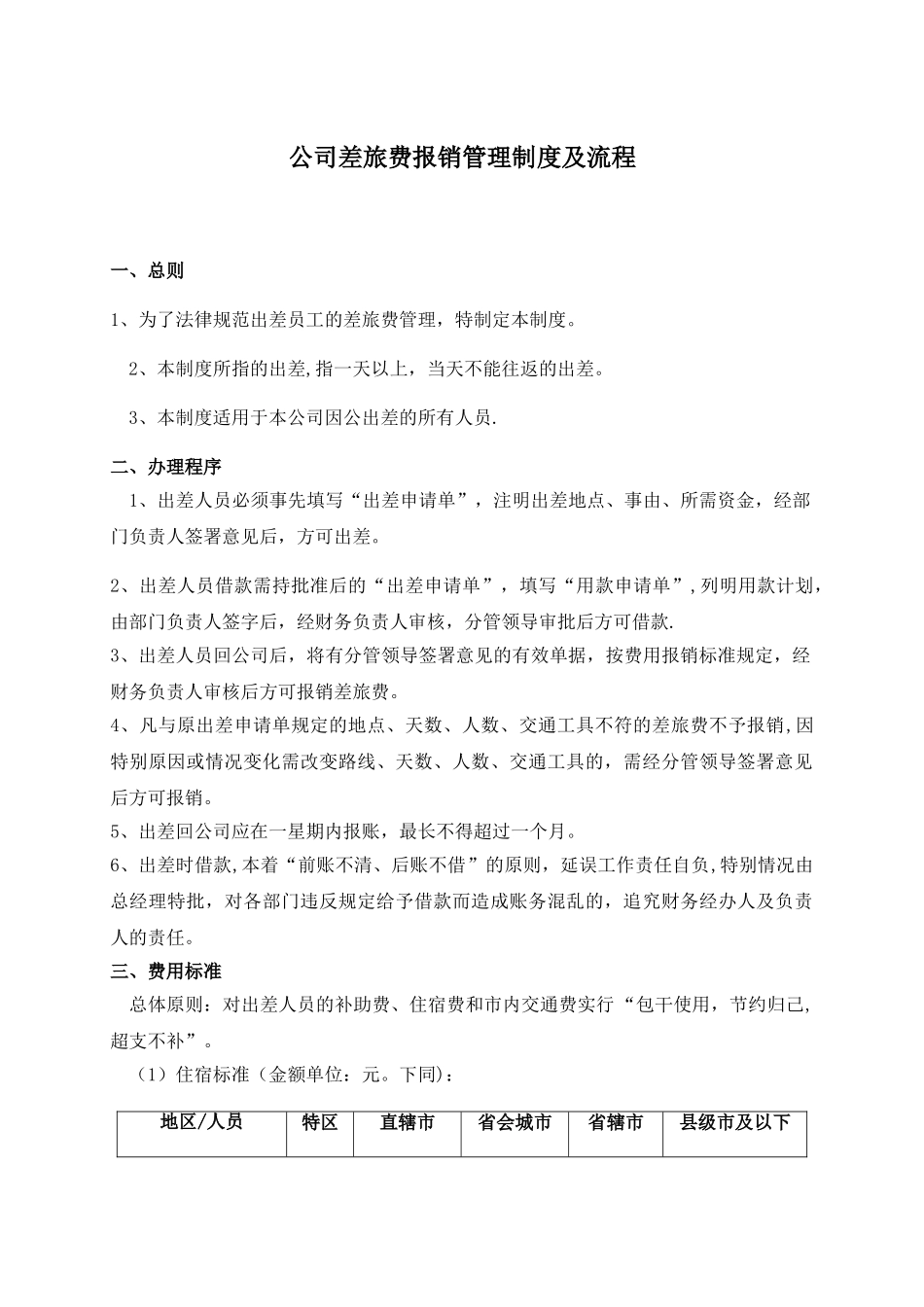 公司差旅费报销管理制度及流程11586_第1页