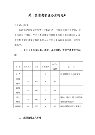 公司差旅费规定