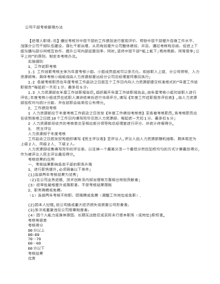 公司干部考核管理办法