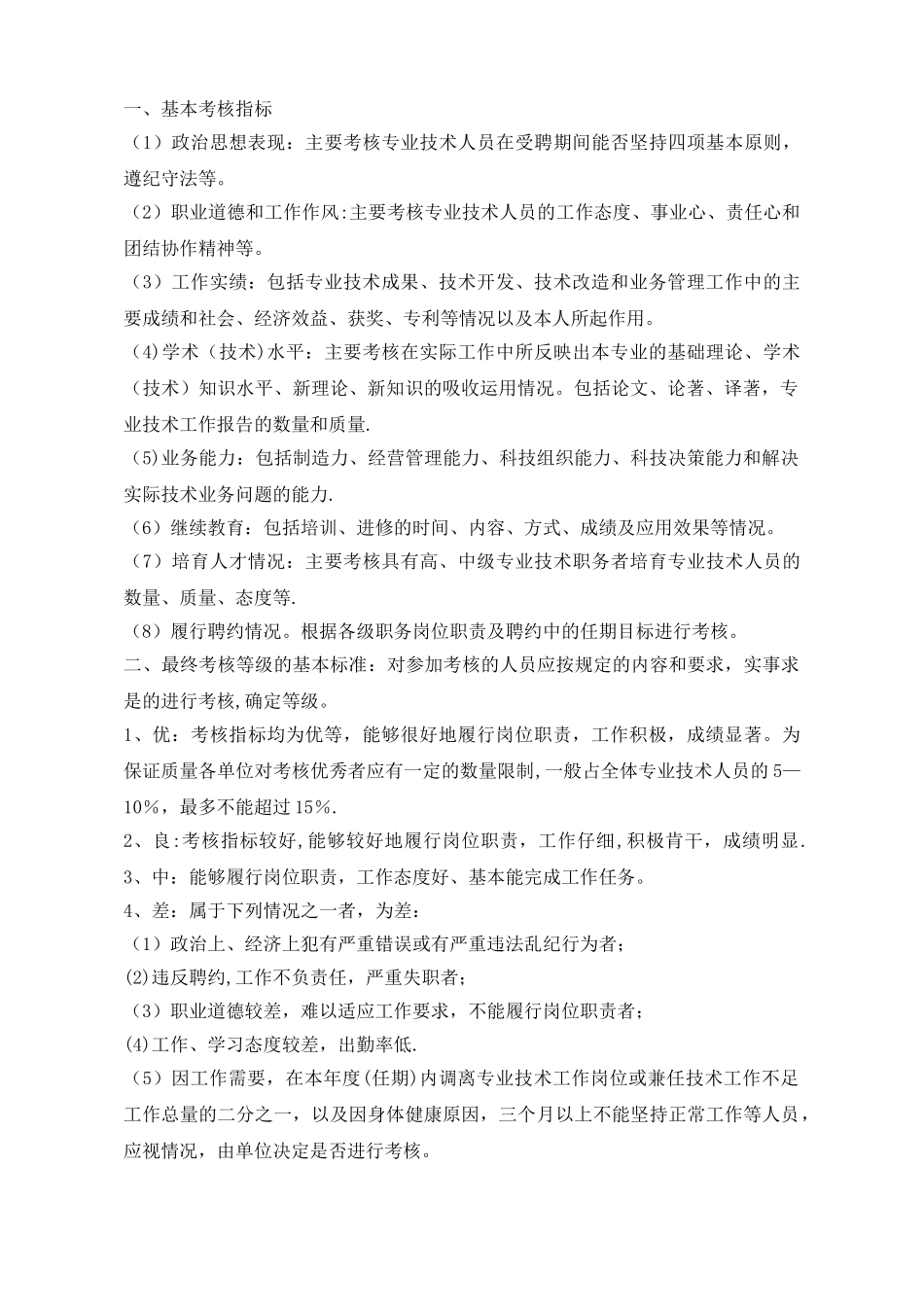 公司年度专业技术人员考核表模板_第1页