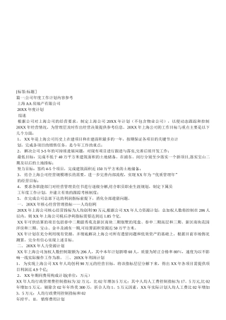 公司年度工作计划