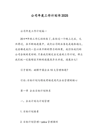 公司年度工作计划书2025-精选范文