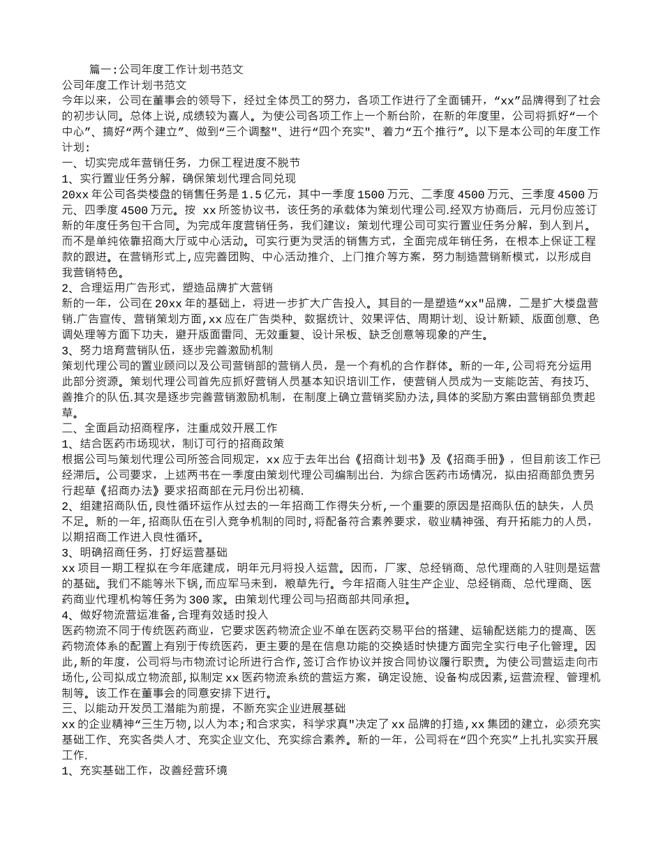 公司年度工作计划书_第1页