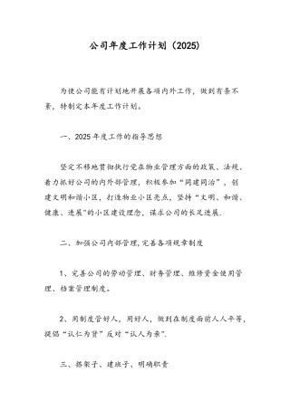公司年度工作计划-精选范文