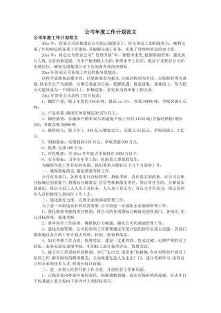 公司年度工作计划范文14300