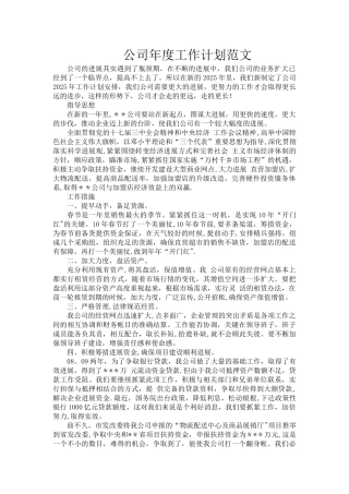 公司年度工作计划范文06780