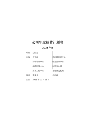 公司年度经营计划书55194