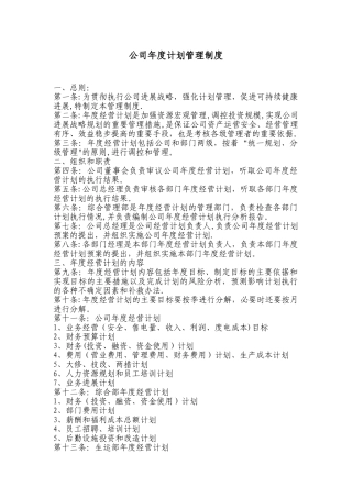 公司年度计划管理制度