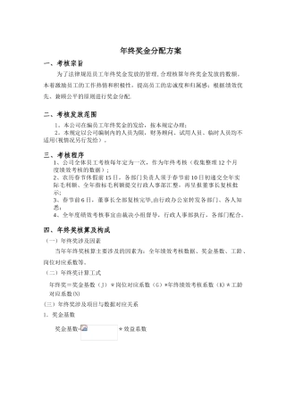公司年终奖金分配方案