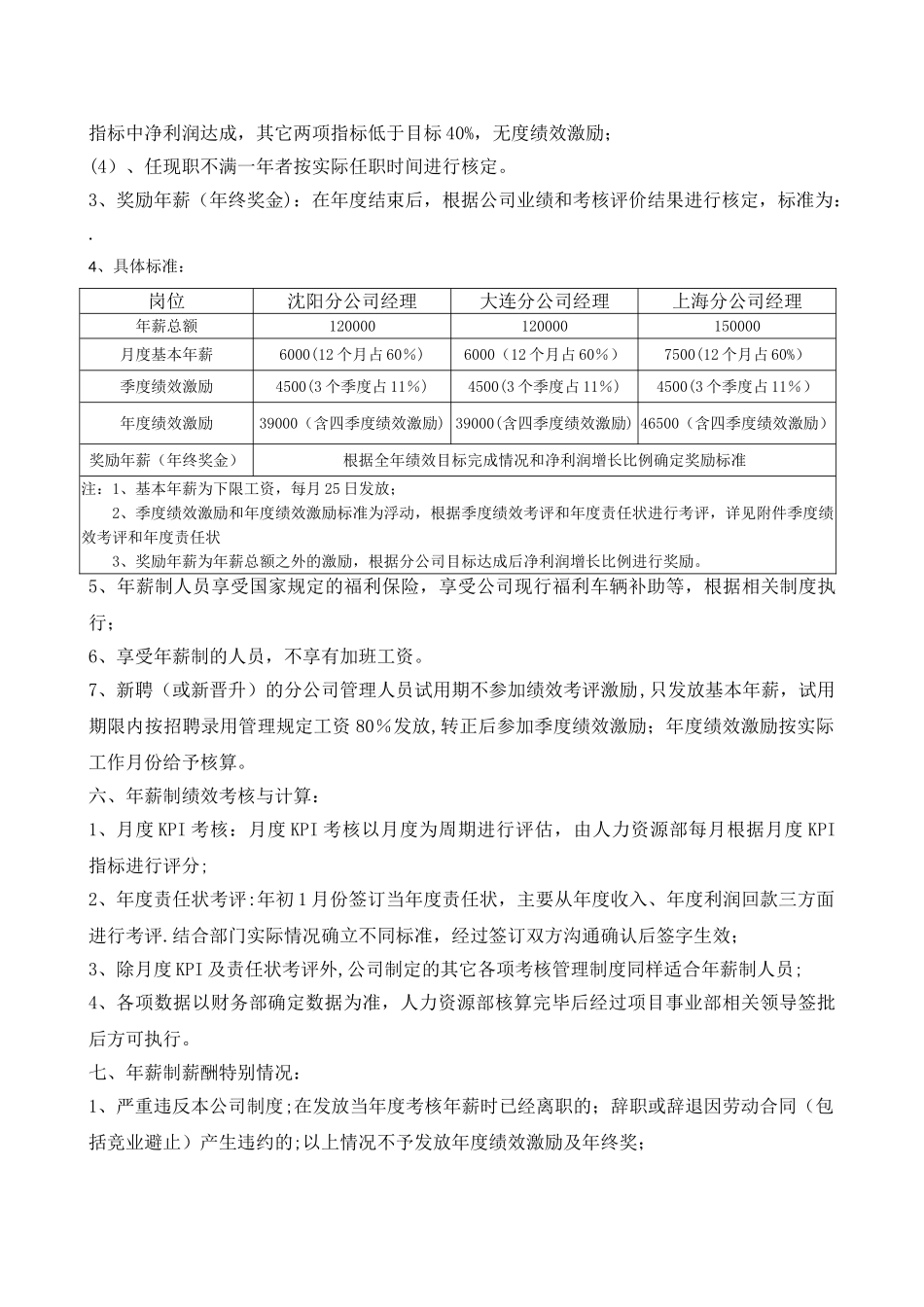 公司年薪制管理规定、绩效责任状、及KPI指标_第2页