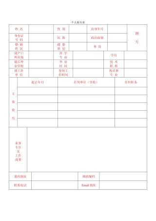 公司应聘简历表格