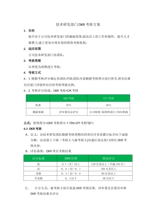 公司技术团队OKR考核方案