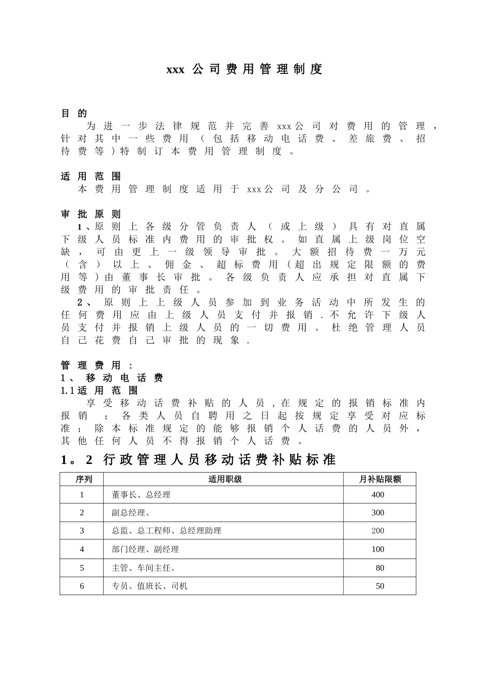 公司报销费用管理制度_第1页