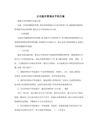 公司提升管理水平的方案