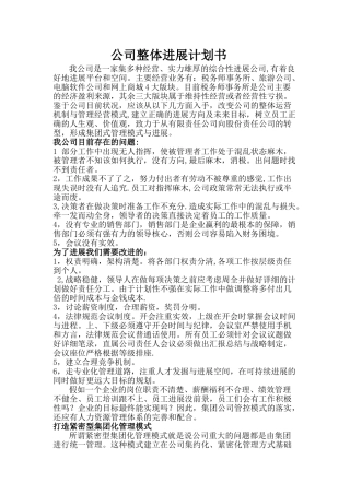 公司整体发展计划书