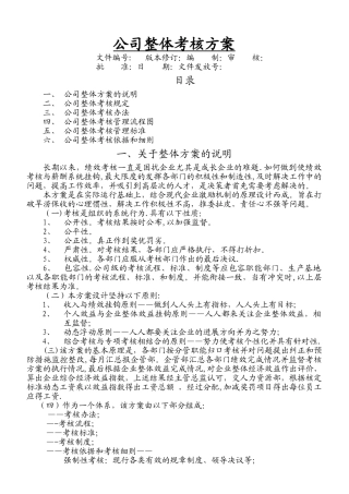 公司整体目标绩效管理