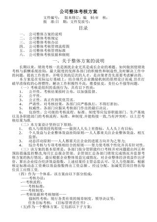 公司整体目标绩效管理方案