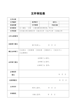 公司文件审批表